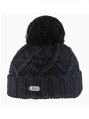 Bula Taylor black pompom diamond cable tuque hat made in Canada NWT